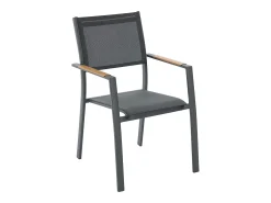 Sala de jantar de jardim em alumínio: uma mesa extensível C.205/286.5 cm e 8 cadeiras empilháveis - Antracite - MACILA da MYLIA