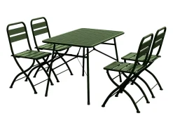 Sala de jantar de jardim dobrável em metal: 1 mesa C.110 cm + 4 cadeiras - Caqui - MIRMANDE da MYLIA