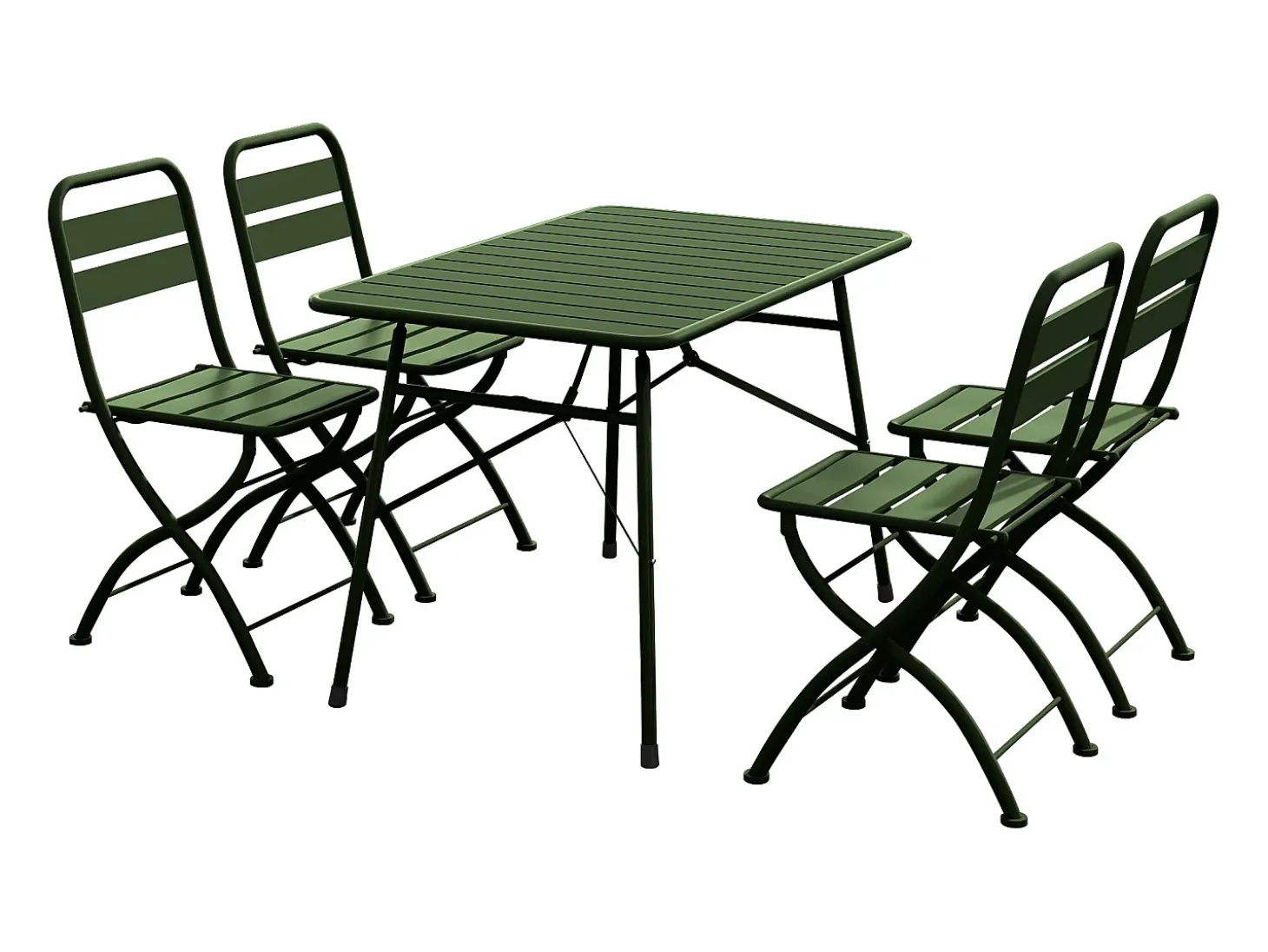 Sala de jantar de jardim dobrável em metal: 1 mesa C.110 cm + 4 cadeiras - Caqui - MIRMANDE da MYLIA