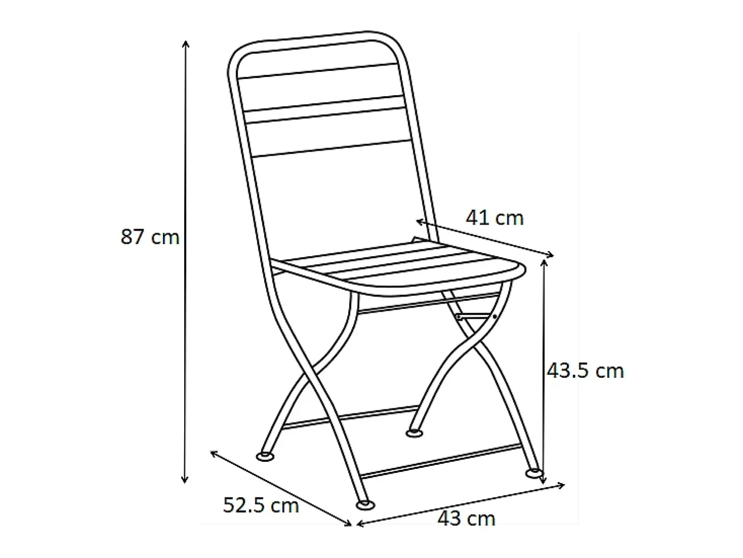 Sala de jantar de jardim dobrável em metal: 1 mesa C.110 cm + 4 cadeiras - Caqui - MIRMANDE da MYLIA