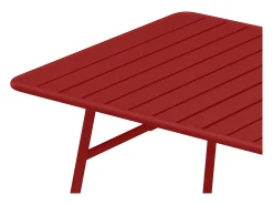Sala de jantar de jardim em metal: 1 mesa C.160 cm + 4 cadeiras - Vermelhas - MIRMANDE