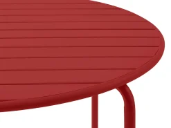 Sala de jantar de jardim em metal - 1 mesa D.110 cm e 4 cadeiras empilháveis Vermelhas