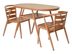 Sala de jantar de jardim em alumínio: uma mesa e 2 poltronas - Cor cobre - ADEA da MYLIA