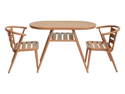 Sala de jantar de jardim em alumínio: uma mesa e 2 poltronas - Cor cobre - ADEA da MYLIA