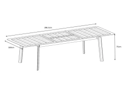 Sala de jantar de jardim em alumínio: mesa extensível C.205/286,5 cm e 6 cadeiras de braços empilháveis - Antracite - MACILA da MYLIA