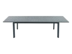 Sala de jantar de jardim em alumínio: mesa extensível C.205/286,5 cm e 6 cadeiras de braços empilháveis - Antracite - MACILA da MYLIA