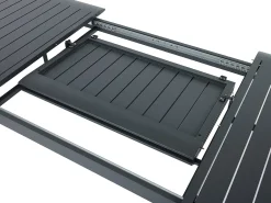 Sala de jantar de jardim em alumínio: mesa extensível C.205/286,5 cm e 6 cadeiras de braços empilháveis - Antracite - MACILA da MYLIA