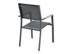 Sala de jantar de jardim em alumínio: mesa extensível C.205/286,5 cm e 6 cadeiras de braços empilháveis - Antracite - MACILA da MYLIA