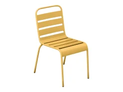 Sala de jantar jardim metal mesa e 8 cadeiras empilháveis Amarelo mostarda - MIRMANDE