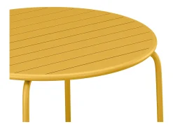 Sala de jantar para jardim em metal - uma mesa redonda D.130cm e 6 cadeiras empilháveis Amarelo mostarda - MIRMANDE da MYLIA
