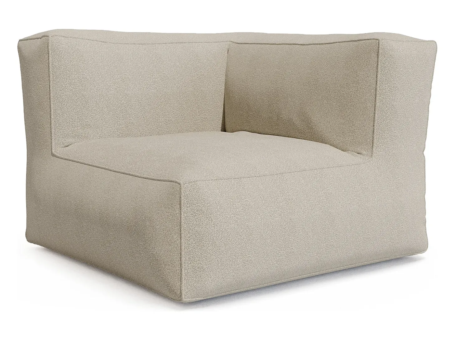 Salão de jardim em tecido bouclé para 4 lugares: 1 poltrona, 1 canto, 1 chaise longue e 1 pufe - Bege - NOUMARA de MYLIA