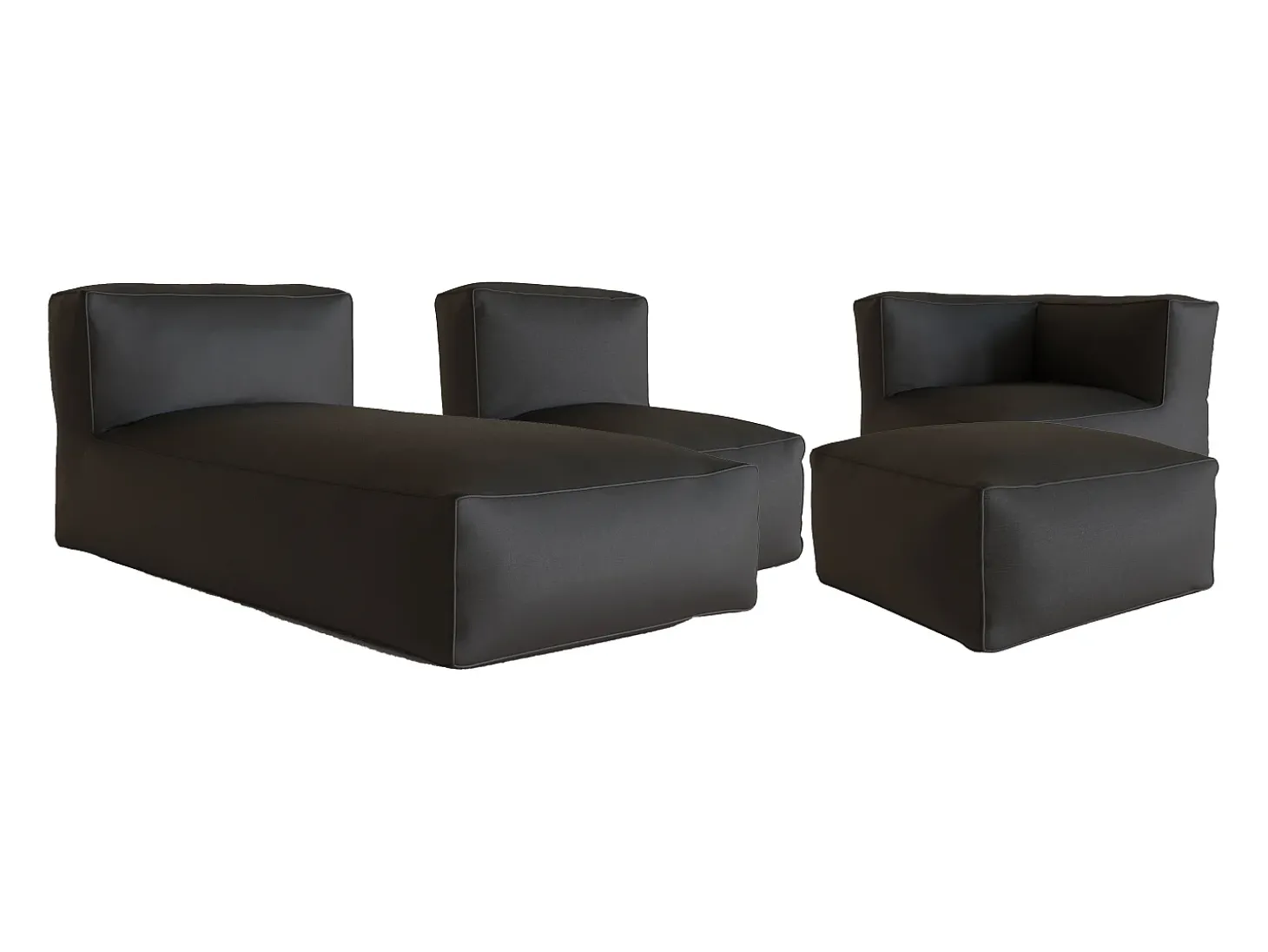 Salão de jardim em tecido bouclé para 4 lugares: 1 poltrona, 1 canto, 1 chaise longue e 1 pufe - Bege - NOUMARA de MYLIA
