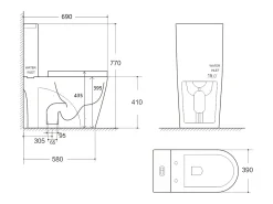 Sanita de pousar em cerâmica preta mate com tampa silenciosa NAGILAM