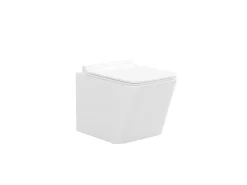 Sanita suspensa com estrutura de suporte branco e placa de descarga cromada CLEMONA