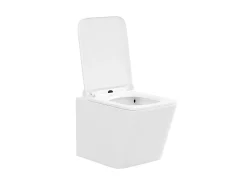 Sanita suspensa com estrutura de suporte branco e placa de descarga cromada CLEMONA
