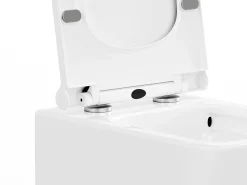 Sanita suspensa com estrutura de suporte branco e placa de descarga cromada CLEMONA