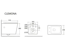 Sanita suspensa em cerâmica preto mate sem borda interna C51,5 x A34 cm CLEMONA