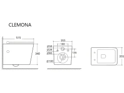 Sanita suspensa em cerâmica branco sem borda interna C51,5 x A34 cm CLEMONA