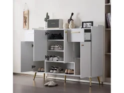 Sapateira - 2 gavetas + 4 portas + compartimento aberto - Branco