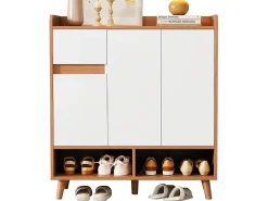 Sapateira - 90 x 35 x 99 cm - com prateleiras reguláveis + 1 gaveta + 3 portas - aglomerado - branco