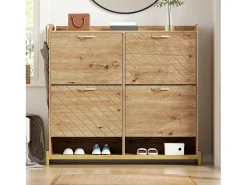 Sapateira 4 portas - 108,5 x 24 x 100 cm - para entrada e corredor - MDF - natural