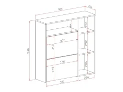 Sapateira Aldaya, Sapateira que economiza espaço, Sapateira de entrada, Armário com 3 portas dobráveis, 92x27h94 cm, Antracite, Cimento