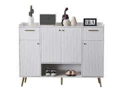 Sapateira com 2 gavetas e 4 portas - 130 x 37 x 100 cm - pés metálicos e aglomerado - Branco