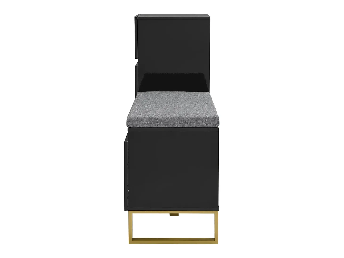 Sapateira com 3 portas, 1 gaveta e almofada - Preto e dourado