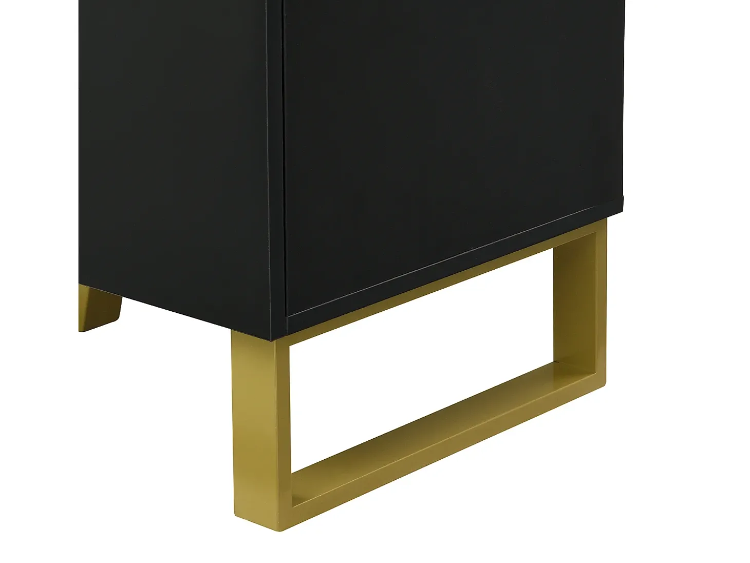 Sapateira com 3 portas, 1 gaveta e almofada - Preto e dourado