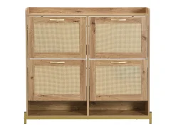 Sapateira com 4 portas de vime - 108,5 x 24 x 100 cm - estrutura de metal - MDF - natural