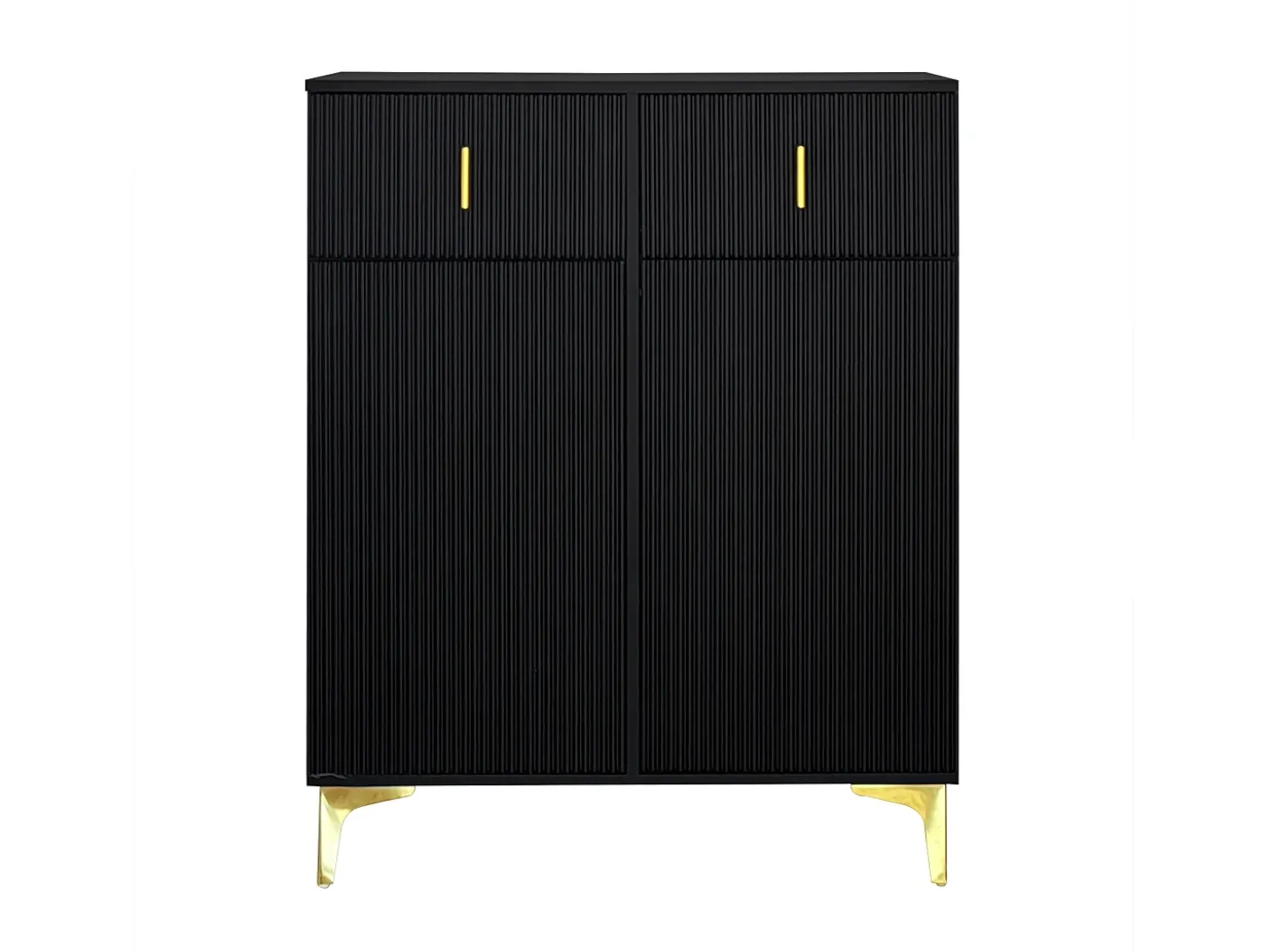 Sapateira com 2 portas e 2 gavetas - Painéis texturados - Preto