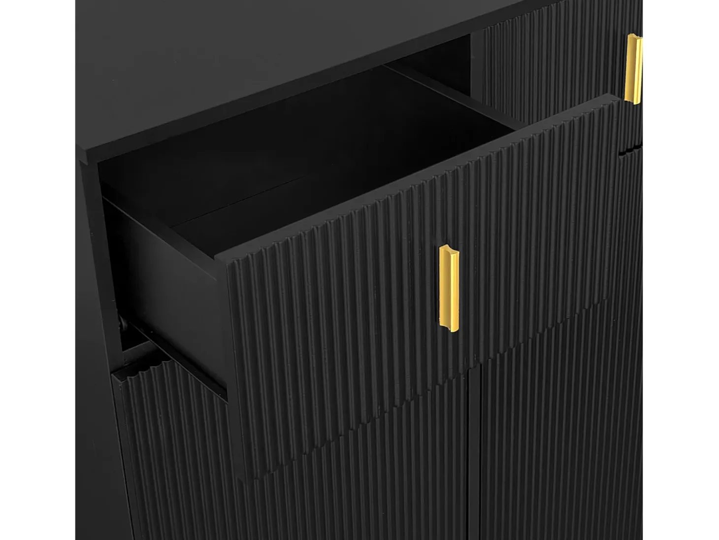 Sapateira com 2 portas e 2 gavetas - Painéis texturados - Preto