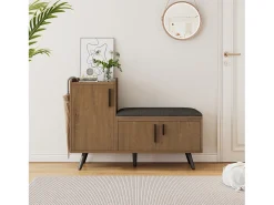 Sapateira com 3 portas e banco - Madeira PB - Cor natural escura