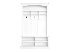 Sapateira com banco, 2 prateleiras para sapatos e cabide - 120 x 40 x 190 cm - Aglomerado - Branco