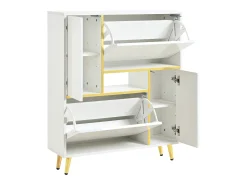 Sapateira com frente brilhante - 80 x 25 x 96 cm - LEDs - Aglomerado - Branco