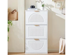 Sapateira estreita de 3 portas - 60 x 24 x 114 cm - para hall de entrada/sala de estar - MDF - branca