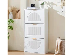 Sapateira estreita de 3 portas - 60 x 24 x 114 cm - para hall de entrada/sala de estar - MDF - branca