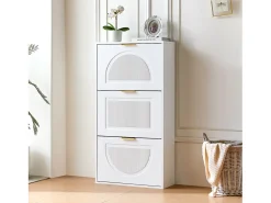 Sapateira estreita de 3 portas - 60 x 24 x 114 cm - para hall de entrada/sala de estar - MDF - branca