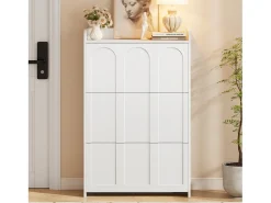 Sapateira moderna - 70 x 25 x 120 cm - com 6 compartimentos - para hall de entrada e sala de estar - MDF - branca