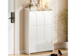 Sapateira moderna - 70 x 25 x 120 cm - com 6 compartimentos - para hall de entrada e sala de estar - MDF - branca