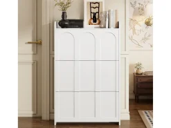 Sapateira moderna - 70 x 25 x 120 cm - com 6 compartimentos - para hall de entrada e sala de estar - MDF - branca