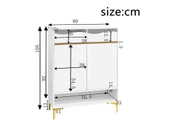 Sapateira moderna - 80 x 35 x 105 cm - com LEDs + 2 gavetas + prateleiras - MDF + aglomerado - branco