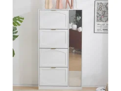Sapateira moderna - com espelho + 4 compartimentos com pala - Branco