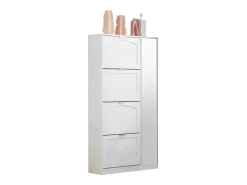 Sapateira moderna - com espelho + 4 compartimentos com pala - Branco