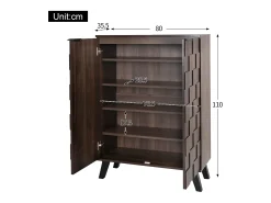 Sapateira moderna com 5 compartimentos em madeira escura - 80 x 35,5 x 110 cm - aglomerado - cor natural escura