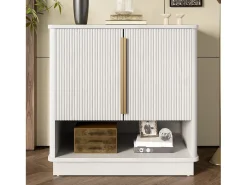 Sapateira moderna com 2 portas e compartimento aberto - 60 x 40 x 61 cm - puxadores dourados - MDF - branca