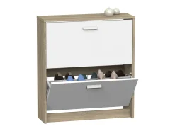 Sapateira Tibete de 2 portas, carvalho cambriano, branco, 74 cm