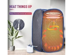 Sauna a vapor cabine, sauna dobrável de 1000w, com controle remoto e instrumento de fumigação e cadeira dobrável, barraca de spa, 80x80x135cm