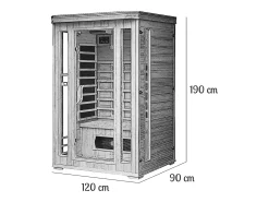 Sauna infravermelha de luxo com cromoterapia para 2 pessoas NARVIK com cromoterapia de 5 cores e rádio FM