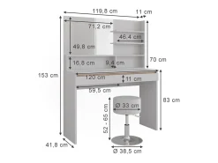Schminktisch branco 120x41.8x83 emma